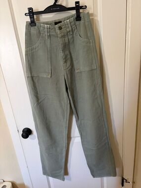 MOTHER Wide-Leg Utility Pants in Sage Green